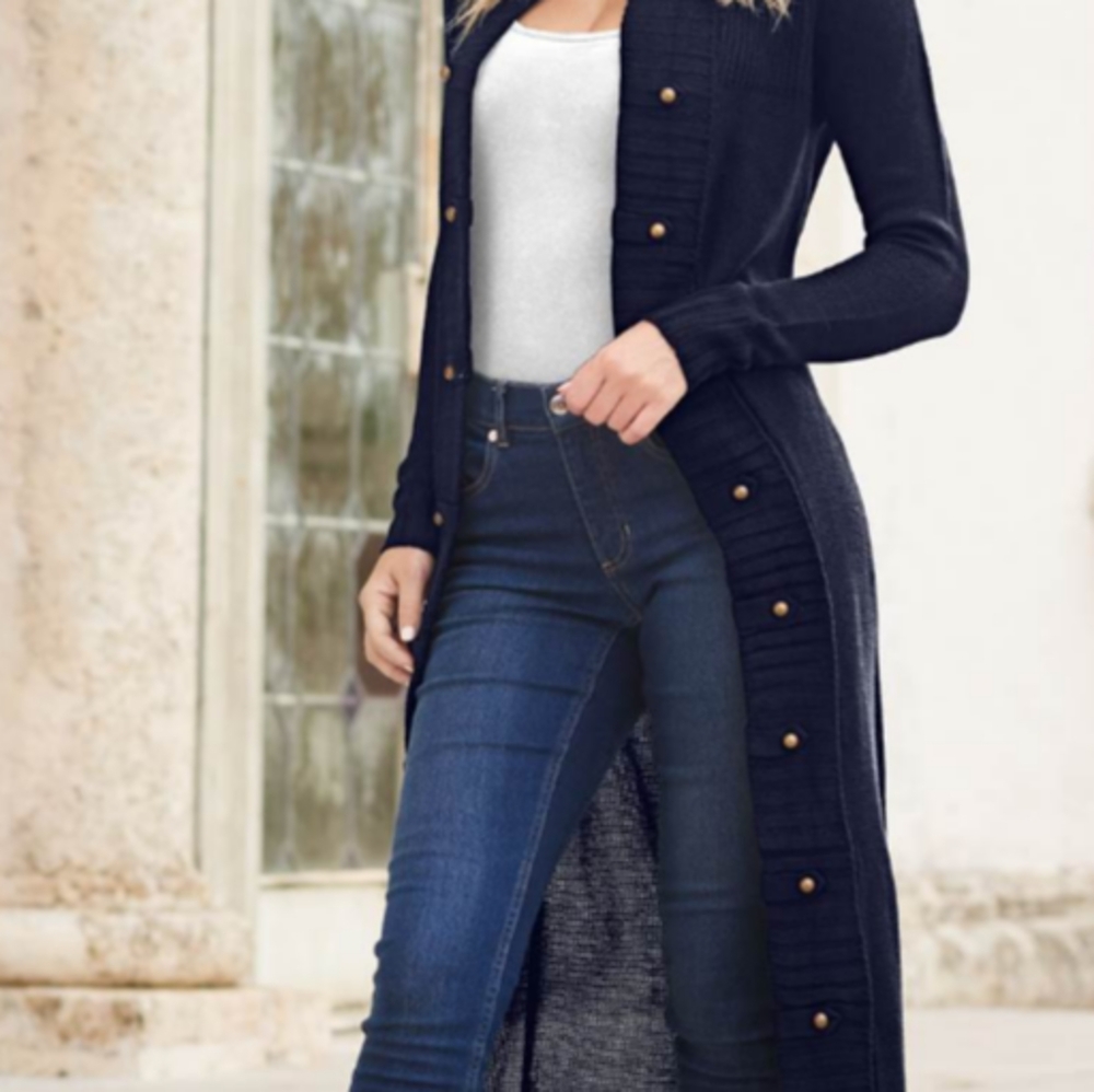 Tab Button Detail Duster/Cardigan
